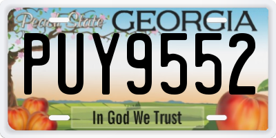 GA license plate PUY9552