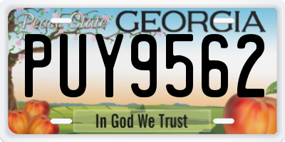 GA license plate PUY9562
