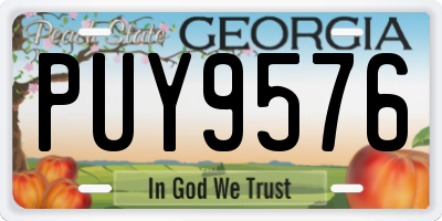 GA license plate PUY9576