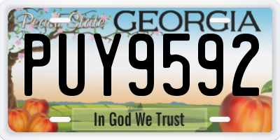 GA license plate PUY9592