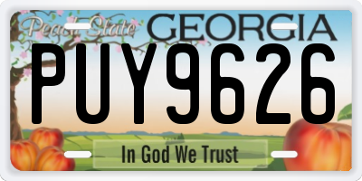 GA license plate PUY9626