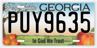 GA license plate PUY9635