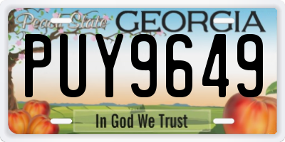 GA license plate PUY9649