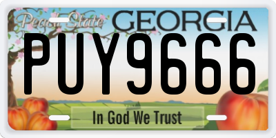 GA license plate PUY9666