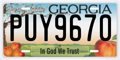 GA license plate PUY9670