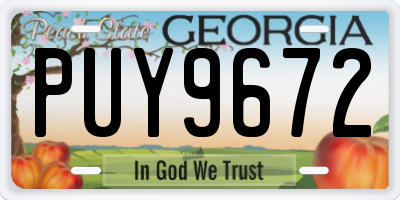 GA license plate PUY9672