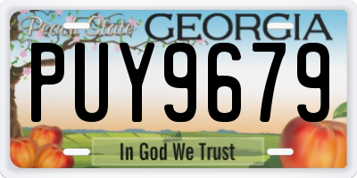 GA license plate PUY9679