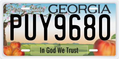 GA license plate PUY9680