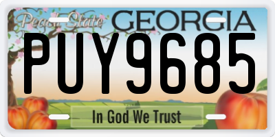 GA license plate PUY9685