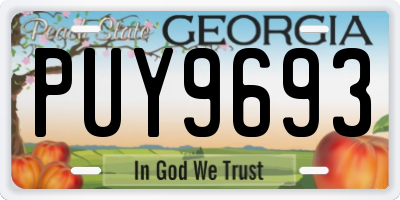 GA license plate PUY9693