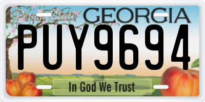 GA license plate PUY9694