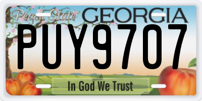 GA license plate PUY9707