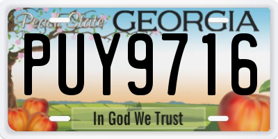 GA license plate PUY9716