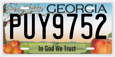 GA license plate PUY9752