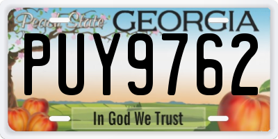 GA license plate PUY9762