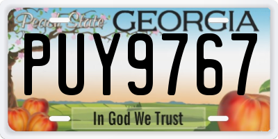 GA license plate PUY9767