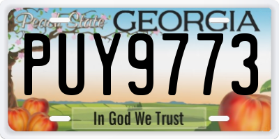 GA license plate PUY9773