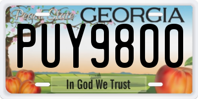 GA license plate PUY9800