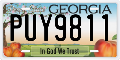 GA license plate PUY9811