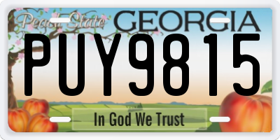 GA license plate PUY9815