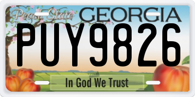 GA license plate PUY9826