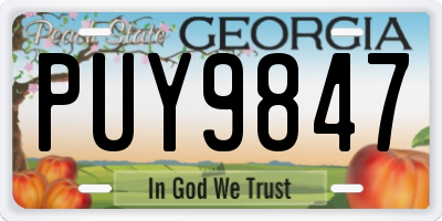 GA license plate PUY9847