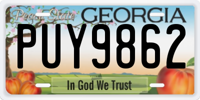GA license plate PUY9862