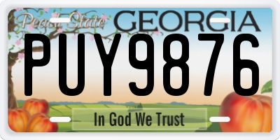 GA license plate PUY9876