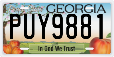 GA license plate PUY9881