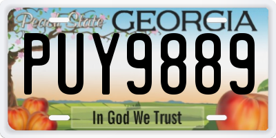 GA license plate PUY9889