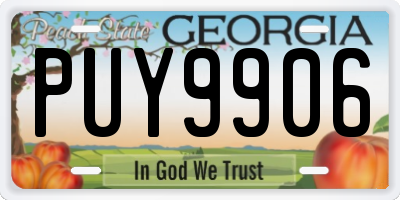 GA license plate PUY9906