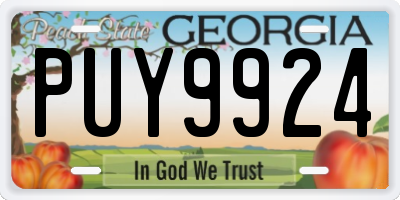 GA license plate PUY9924