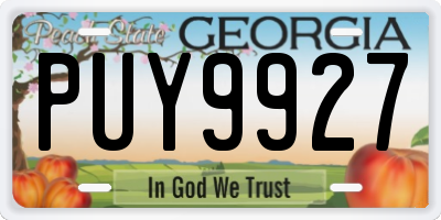 GA license plate PUY9927