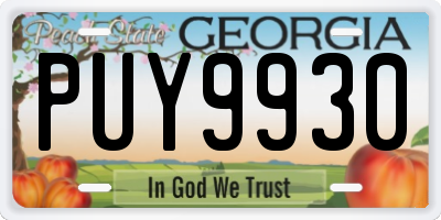 GA license plate PUY9930