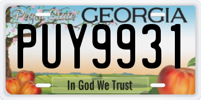 GA license plate PUY9931