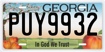 GA license plate PUY9932