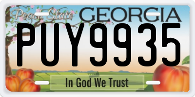 GA license plate PUY9935