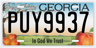 GA license plate PUY9937