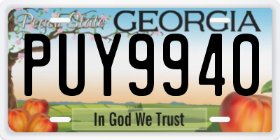 GA license plate PUY9940