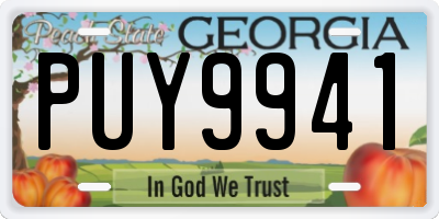 GA license plate PUY9941