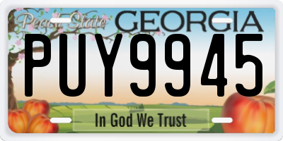 GA license plate PUY9945