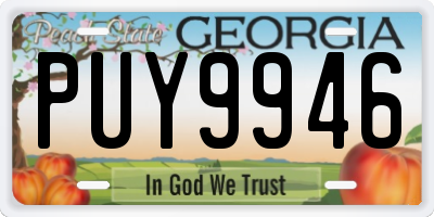 GA license plate PUY9946