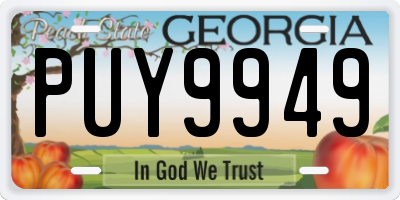 GA license plate PUY9949