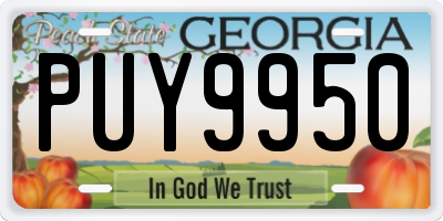 GA license plate PUY9950