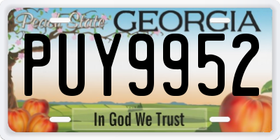 GA license plate PUY9952