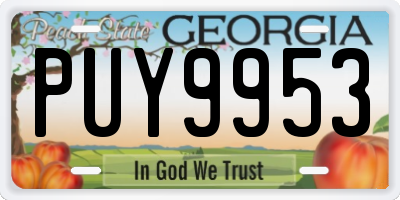 GA license plate PUY9953