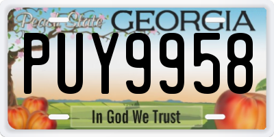 GA license plate PUY9958