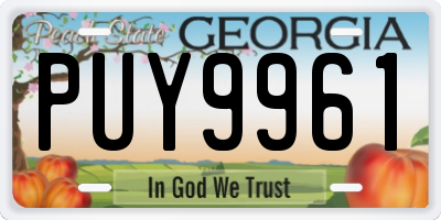 GA license plate PUY9961
