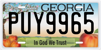 GA license plate PUY9965