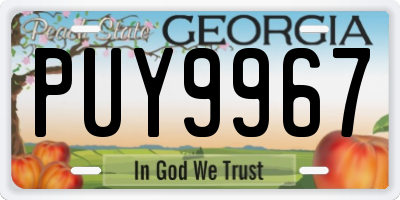 GA license plate PUY9967